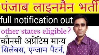 PSPCL ALM recruitment full notification 2025|| Punjab Lineman vacancy 2025 syllabus