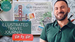 Illustrated Travel Journal made easy!  Full tutorial in 7 steps 