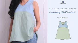 DIY Color Block Sleeveless Blouse  + Sewing Patterns [Beginner Sewing] - PINS N PATTERNS