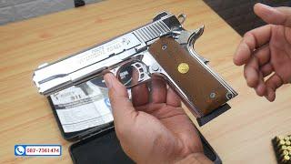 แบลงค์กัน KUZEY M1911 5 นิ้ว COLT GOVERMENT 100 Year สีเงินเงา blank gun ด้ามไม้