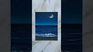 crescent moon seascape  #art #painting #artwork #paintingtutorial #shorts #viralvideo