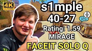 s1mple (40-27) Solo Q FACEIT 3200 ELO (Mirage) | Sep 9, 2024 #cs2 #pov