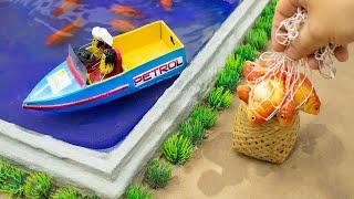 How to catch fish using mini boat new technology |fishing exciting | diy tractor| @SunFarming