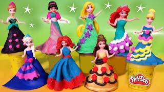 PLAY DOH Sparkle dresses 8 Disney Princess Magiclip dolls Elsa Anna Glitter Glider Ariel Rapunzel