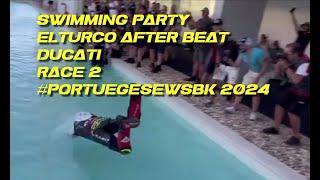 victory with broken left wing on bike  swimming party race 2 Algarve 2024 Elturco led 92 poin gap