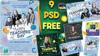 Happy Teachers Day Design Editable Photoshop PSD Template Free Download | 9 Free PSD Files