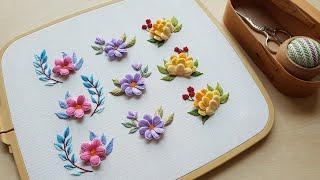 프랑스자수 l 꽃자수 무늬 Continuous pattern of flower embroidery