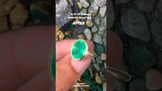 Crafting A Personalized 4.47ct Big Colombian Emerald Oval Heavy Thick Bezel 18K Ring: Apple Green