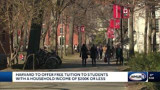 Harvard University to offer free tuition to students with household income at $200,000 or less