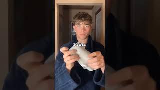 How to get sharp edge jawline {Towel method} #shorts