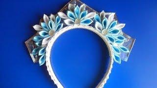 Корона Канзаши " Новогодняя Снегурочка " / Crown kanzashi  " New Maiden "