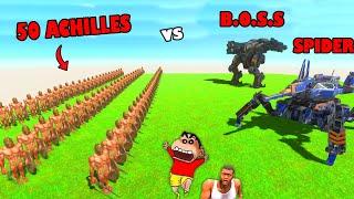 50 ACHILLES vs ALL UNITS in Animal Revolt Battle Simulator with SHINCHAN and CHOP | arbs hindi