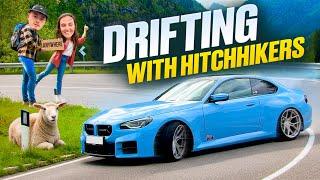 BMW M2 G87 MOUNTAIN DRIFTING - TAKING TWO HITCHHIKERS FOR THE RIDE OF THEIR LIFE!