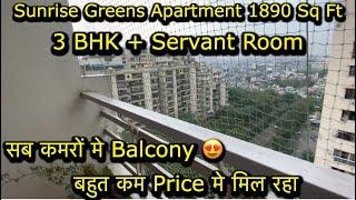 3 BHK + Servant Room 1890 Sq Ft Flat in Sunrise Greens Indirapuram Ready to Move In