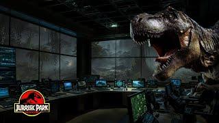 Jurassic Night: T-Rex Roars & Footsteps Echoing Through a Rainstorm | Immersive Control Room