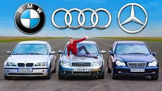 BMW v Mercedes v Audi: £1,000 DRAG RACE!