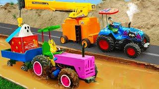 Diy tractor mini to making Crane rescues Tractor in Giant Rock | diy decor Halloween House | HP Mini