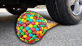 Experiment: Candy Ice Cream vs Car Wheel | Crushing things by car videos for kids