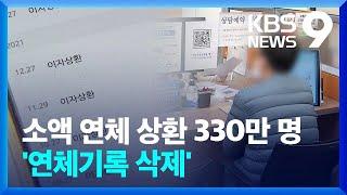 소액 연체 상환 330만 명 ‘연체기록 삭제’…평균 37점 신용평점 상승 효과 [9시 뉴스] / KBS  2024.03.12.