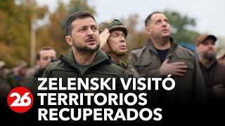 Volodimir Zelenski visitó territorios recuperados