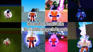 Showcasing UI and MUI in the 4 ROBLOX dragon ball games (snrblx123yt) 4K - 60 FPS