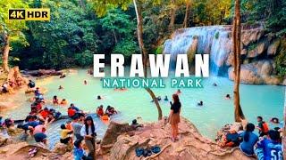 4K HDR | Thailand's Most Beautiful Waterfalls, Erawan National Park Kanchanaburi