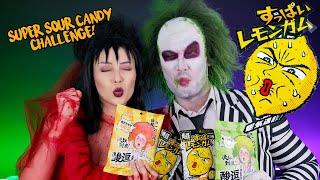 EXTREME SOUR CANDY CHALLENGE as BEETLEJUICE ft. Awie as LYDIA DEETZ | Prince De Guzman and AWIE