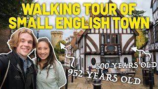 American Couple Explores Small English Town | Food & Walking Tour Warwick 4K 