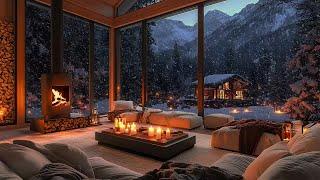 Cozy Cabin Winter Ambience  Blizzard, Jazz & Fireplace for Work & Relaxing Moments