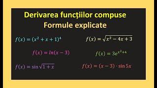 Derivarea functiilor compuse exercitii formule derivate bac clasa a 11 a(Invata Matematica Usor)