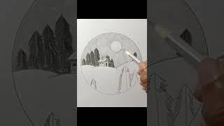 Christmas Scenery Drawing / Circle Drawing / Easy Christmas Art / Arun Easy Art