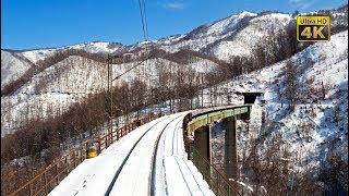 4K CABVIEW Bar - Bijelo Polje -- over 1000m winter altitude change from Sea coast to snowy mountains