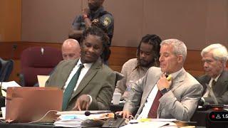 Young Thug laughing and singing his Song “Halftime” In Court Today