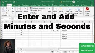 How to enter and add minutes and seconds in Excel