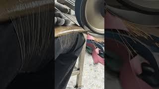 The process of replacing the abrasive belt with a grinding wheel polisher