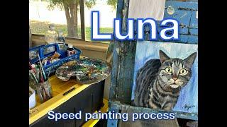 LUNA the Cat Process painting