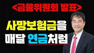 금융위원회 발표사망보험금을 매달 연금처럼예진아빠 착한보험
