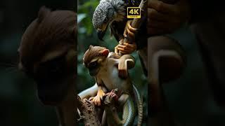 Monkey's Terrifying Fight for Survival Against Snake & Eagle! | #WildlifeEncounters