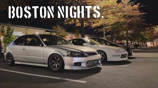 EAST COAST HONDA TRACK BUILDS | Boston Night Out in a K-SWAPPED DC2 Integra | Massachusetts Trip 4K