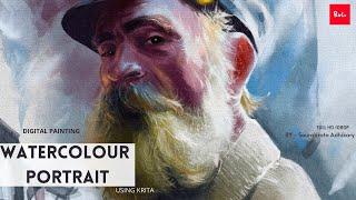 KRITA Watercolor Portrait Painting | Digital Painting