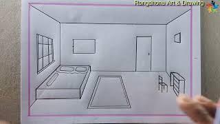 My Bed Room Drawing || House Indoor Drawing || Pencil Drawing