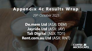 Coffee Microcaps Appendix 4c Results Wrap (DEM, JAY, TD1, RNT) 29 October 2021