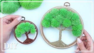 DIY Yarn Wall Art – Tree of Life Pom Pom Decor  Настенный декор из пряжи своими руками