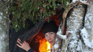 Welcome to my Warm Shelter! 3 DAYS SOLO CAMPING in a Winter Cave