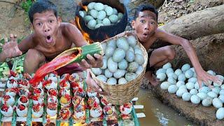 Survival in the rainforest, Duck egg, cooking delicious eating,