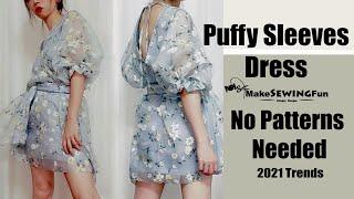 How to make Puffy Sleeves Dress |2021 trends |Quilting tutorial | Tuto couture| sewing |DIY | 含版型