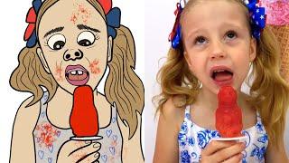 Nastya and Dad make ice cream funny drawing meme l Like Nastya