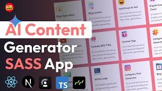 Build & Deploy AI Content Generator App Using NextJs, React, TailwindCss, Typescript, Gemini, Clerk