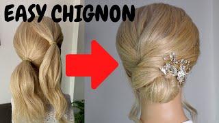 Easy chignon hairstyle - quick hair tutorial