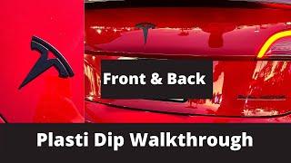 Plasti Dipping My New Red Tesla Model 3  Emblems and Dual Motor Badge - Step by Step